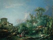 Francois Boucher The Gallant Fisherman, known as Landscape with a Young Fisherman oil on canvas